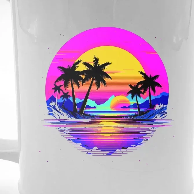 Miami Beach Sun Set Vibrant Front & Back Beer Stein