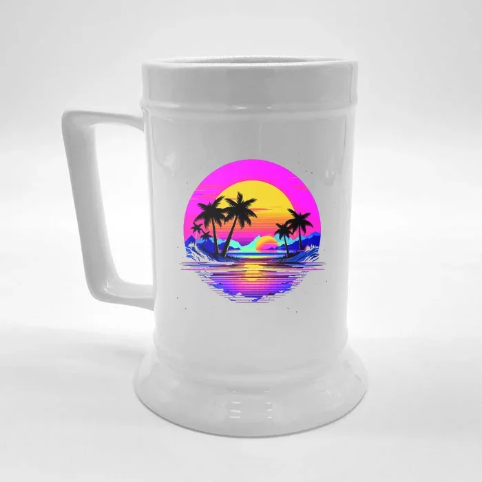 Miami Beach Sun Set Vibrant Front & Back Beer Stein