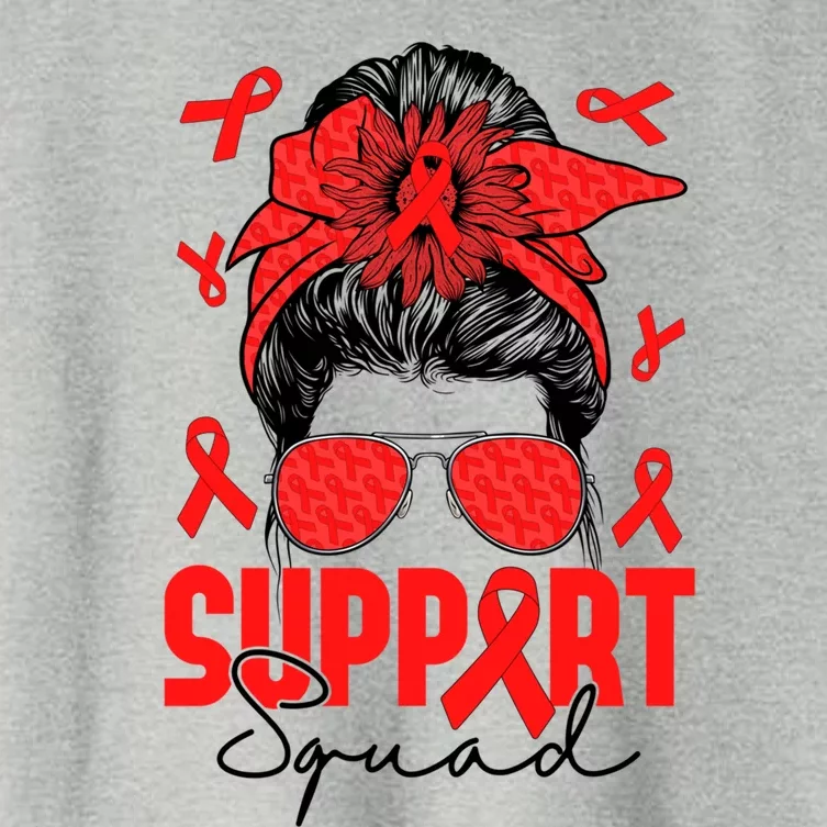 Messy Bun Support Squad Heart Disease Awareness Month Gift Women's Crop Top Tee