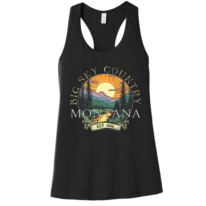 Montana Big Sky Country Mountains Vintage Women's Racerback Tank