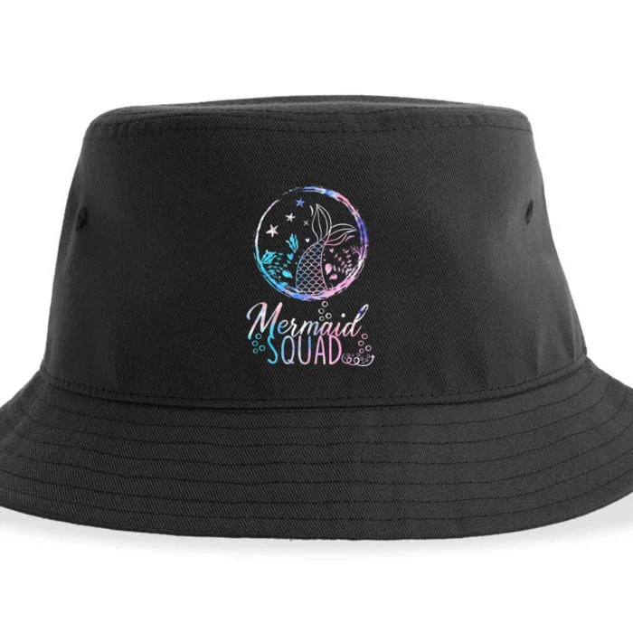 Mermaid Birthday Squad Party Matching Family Mermaid Lovers Sustainable Bucket Hat