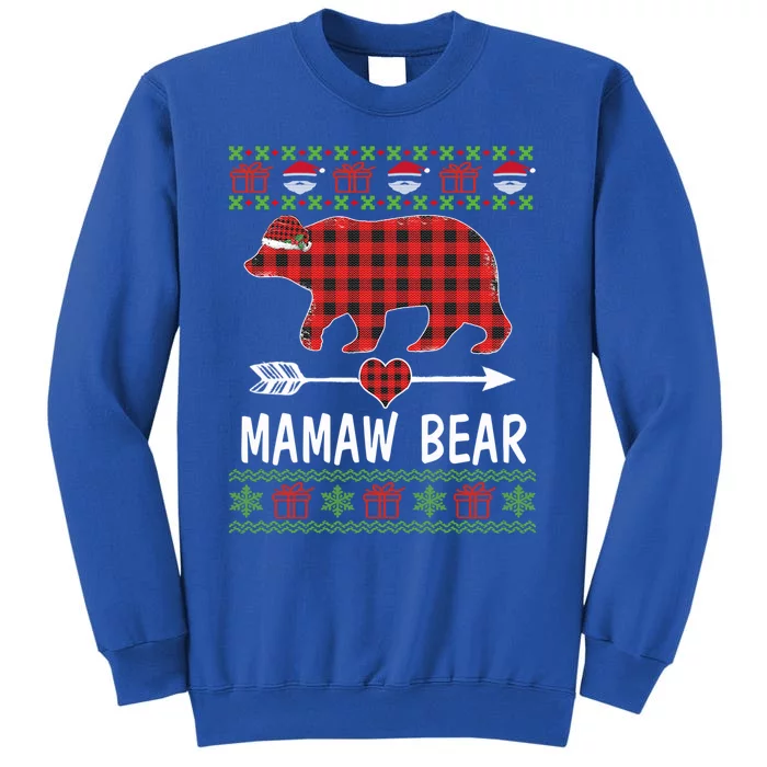 Mamaw Bear Santa Red Plaid Family Pajamas For Christmas Mama Gift Tall Sweatshirt