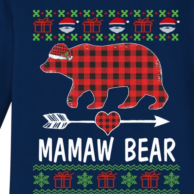 Mamaw Bear Santa Red Plaid Family Pajamas For Christmas Mama Gift Baby Long Sleeve Bodysuit