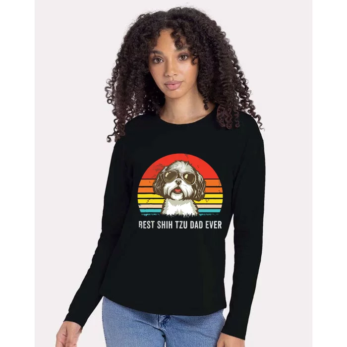 Men Best Shih Tzu Dad Ever Funny Shih Tzu Dad Gift Dog Lover Womens Cotton Relaxed Long Sleeve T-Shirt