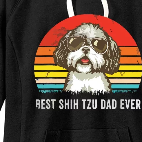 Men Best Shih Tzu Dad Ever Funny Shih Tzu Dad Gift Dog Lover Women's Fleece Hoodie