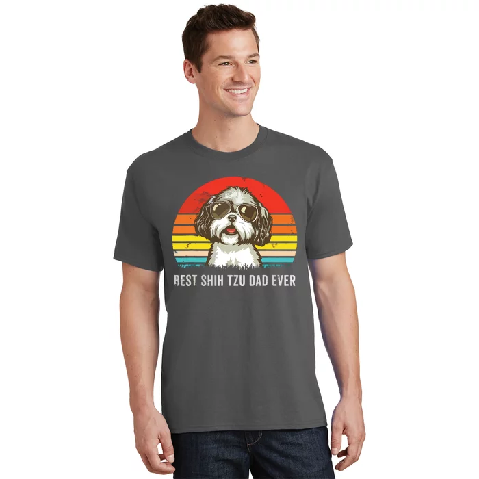 Men Best Shih Tzu Dad Ever Funny Shih Tzu Dad Gift Dog Lover T-Shirt