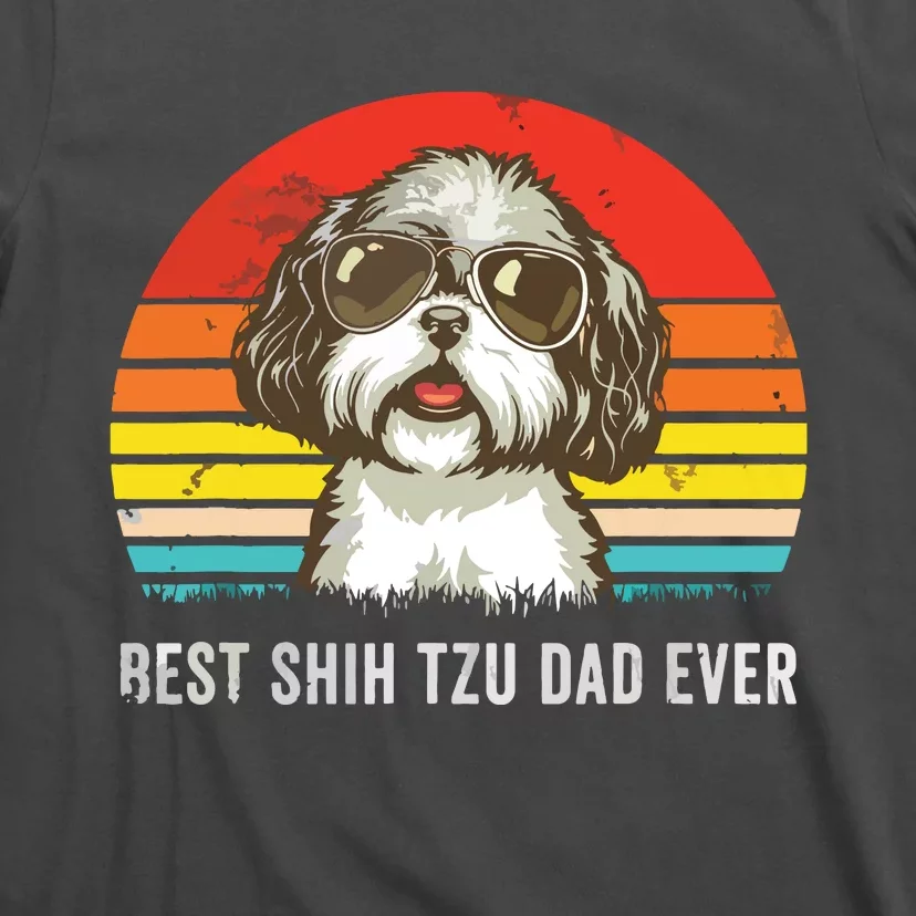 Men Best Shih Tzu Dad Ever Funny Shih Tzu Dad Gift Dog Lover T-Shirt