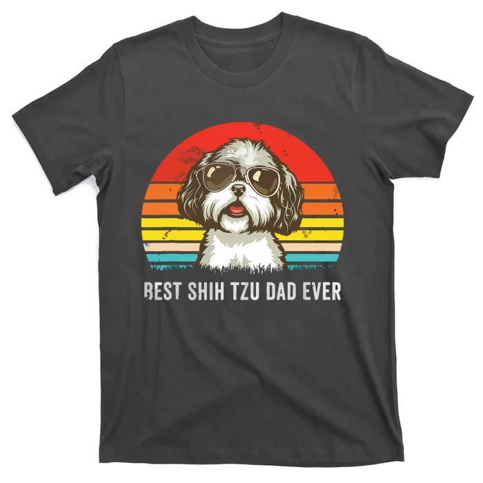 Men Best Shih Tzu Dad Ever Funny Shih Tzu Dad Gift Dog Lover T-Shirt