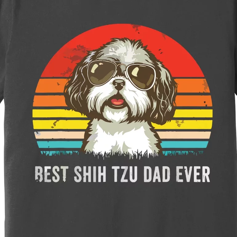 Men Best Shih Tzu Dad Ever Funny Shih Tzu Dad Gift Dog Lover Premium T-Shirt