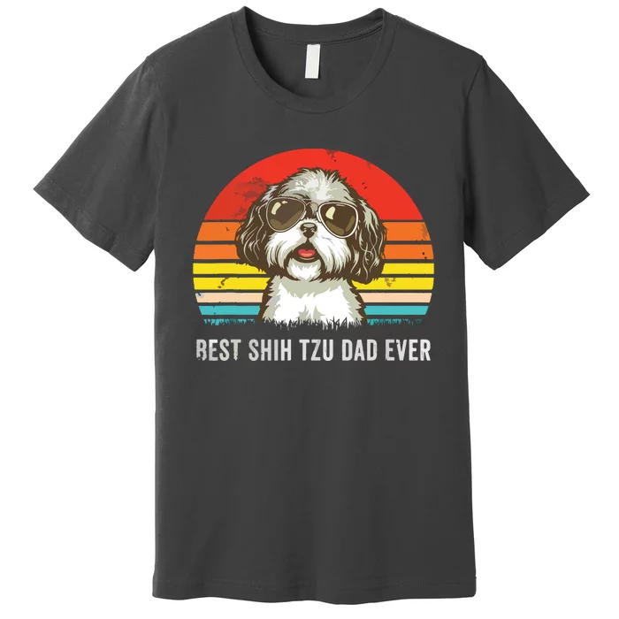 Men Best Shih Tzu Dad Ever Funny Shih Tzu Dad Gift Dog Lover Premium T-Shirt