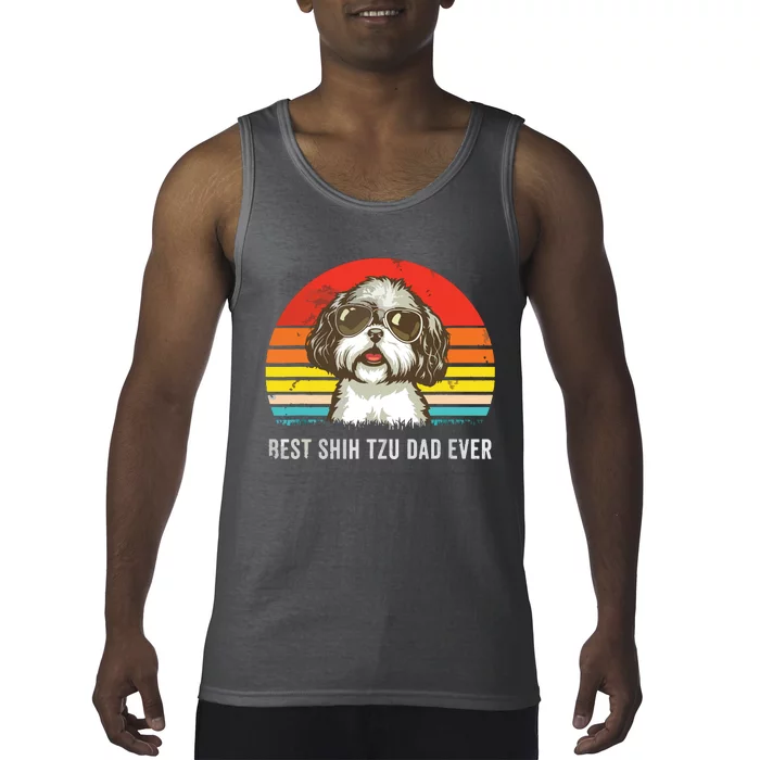 Men Best Shih Tzu Dad Ever Funny Shih Tzu Dad Gift Dog Lover Tank Top