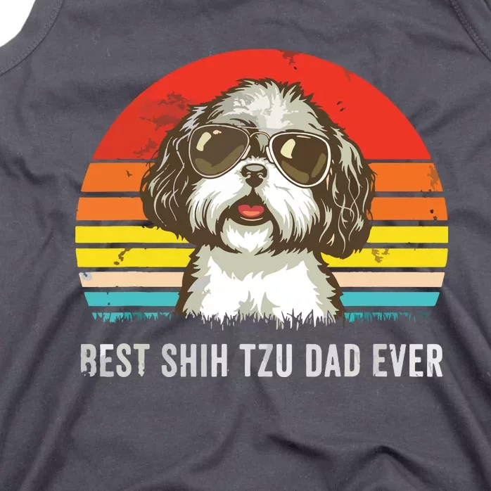 Men Best Shih Tzu Dad Ever Funny Shih Tzu Dad Gift Dog Lover Tank Top