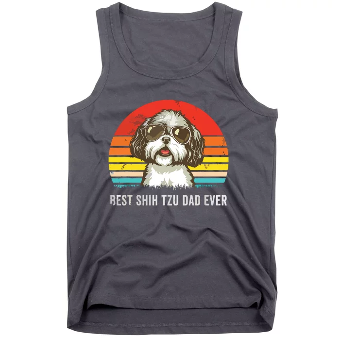 Men Best Shih Tzu Dad Ever Funny Shih Tzu Dad Gift Dog Lover Tank Top