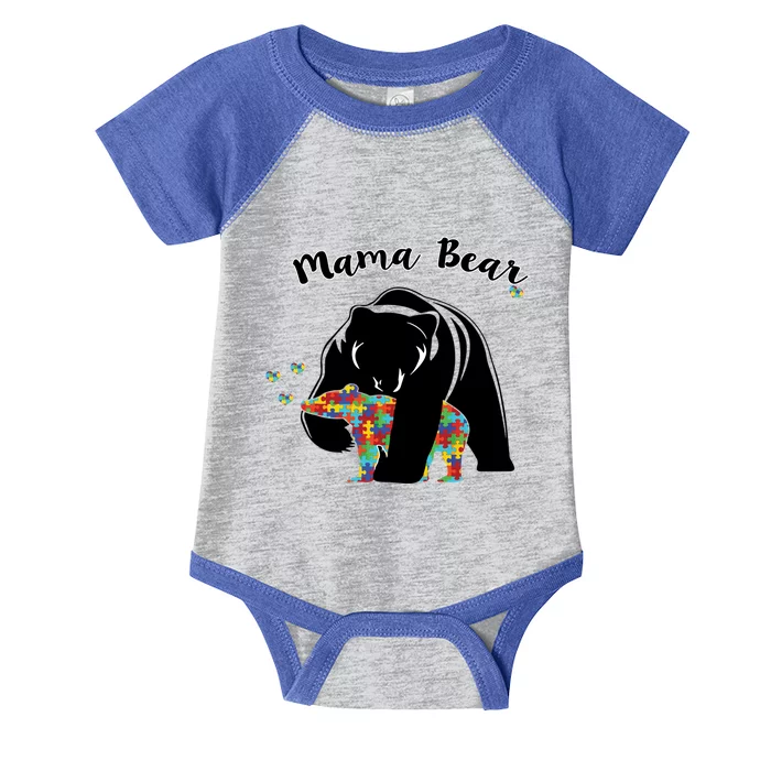 Mama Bear Support Love Autism Awareness Gift Infant Baby Jersey Bodysuit