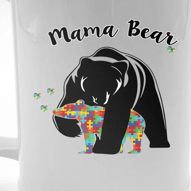 Mama Bear Support Love Autism Awareness Gift Front & Back Beer Stein