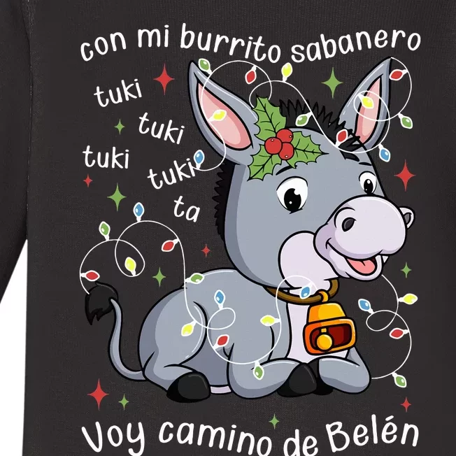 Mi Burrito Sabanero Mexican Tuki Tuki Donkey Latino Xmas Swea Baby Long Sleeve Bodysuit