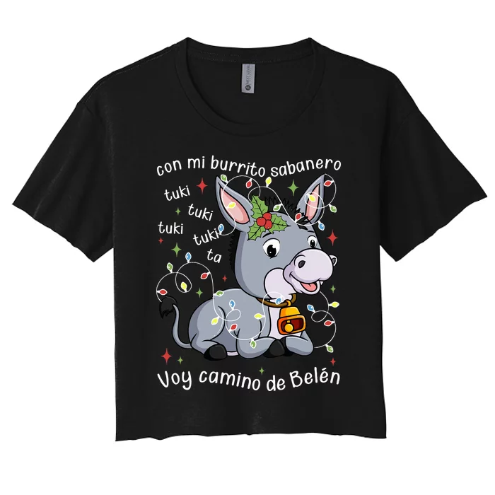 Mi Burrito Sabanero Mexican Tuki Tuki Donkey Latino Xmas Swea Women's Crop Top Tee