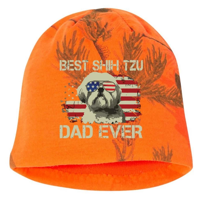 Men Best Shih Tzu Dad Ever T Dog Lover American Flag Gift Kati - Camo Knit Beanie