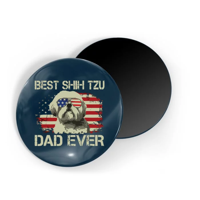 Men Best Shih Tzu Dad Ever T Dog Lover American Flag Gift Magnet