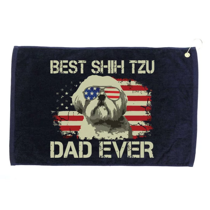 Men Best Shih Tzu Dad Ever T Dog Lover American Flag Gift Grommeted Golf Towel