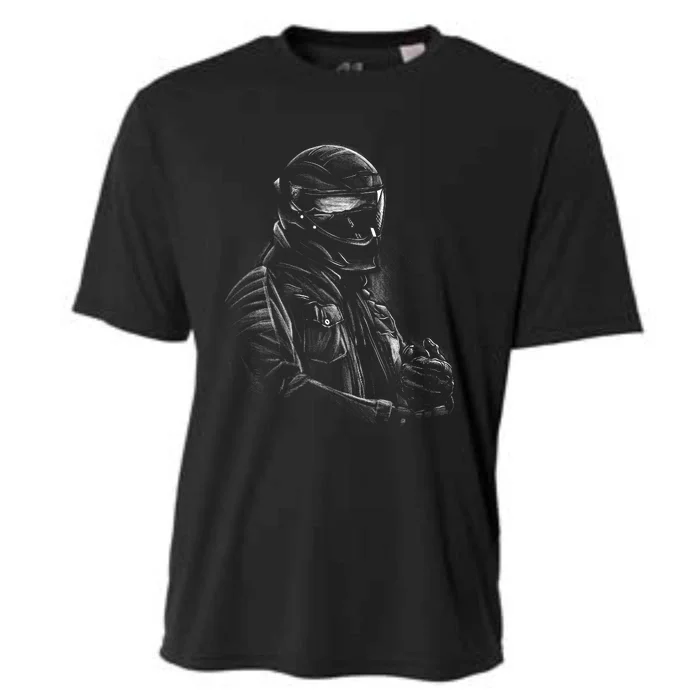 Motorcycle Biker Sketch Cooling Performance Crew T-Shirt