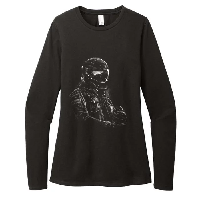 Motorcycle Biker Sketch Womens CVC Long Sleeve Shirt