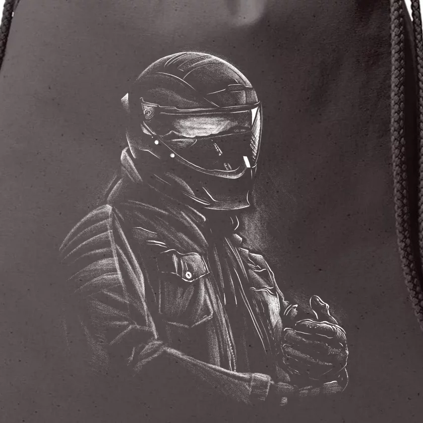 Motorcycle Biker Sketch Drawstring Bag