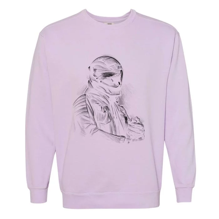 Motorcycle Biker Sketch Garment-Dyed Sweatshirt