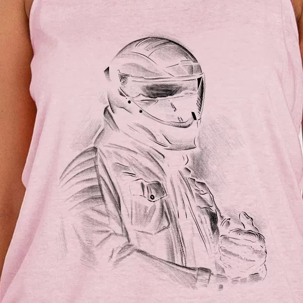 Motorcycle Biker Sketch Women's Knotted Racerback Tank