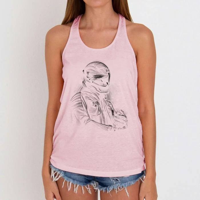 Motorcycle Biker Sketch Women's Knotted Racerback Tank