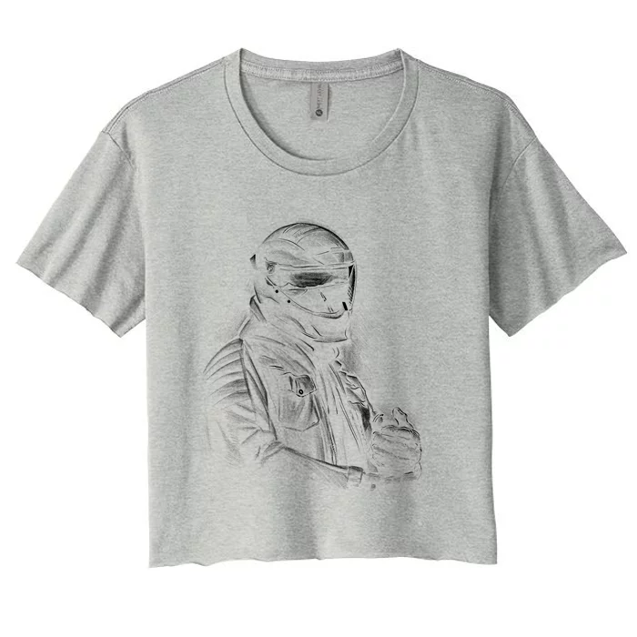 Motorcycle Biker Sketch Women's Crop Top Tee