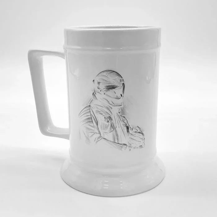 Motorcycle Biker Sketch Front & Back Beer Stein