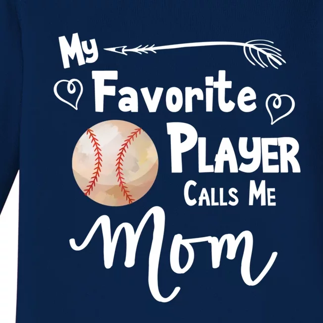 Mom Baseball Softball Game Fan Sports Favorite Player Gift Baby Long Sleeve Bodysuit