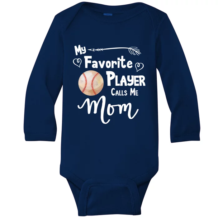 Mom Baseball Softball Game Fan Sports Favorite Player Gift Baby Long Sleeve Bodysuit