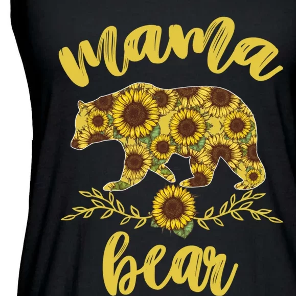 Mama Bear Sunflower Funny Mothers Day Gifts For Woman Mom Ladies Essential Flowy Tank