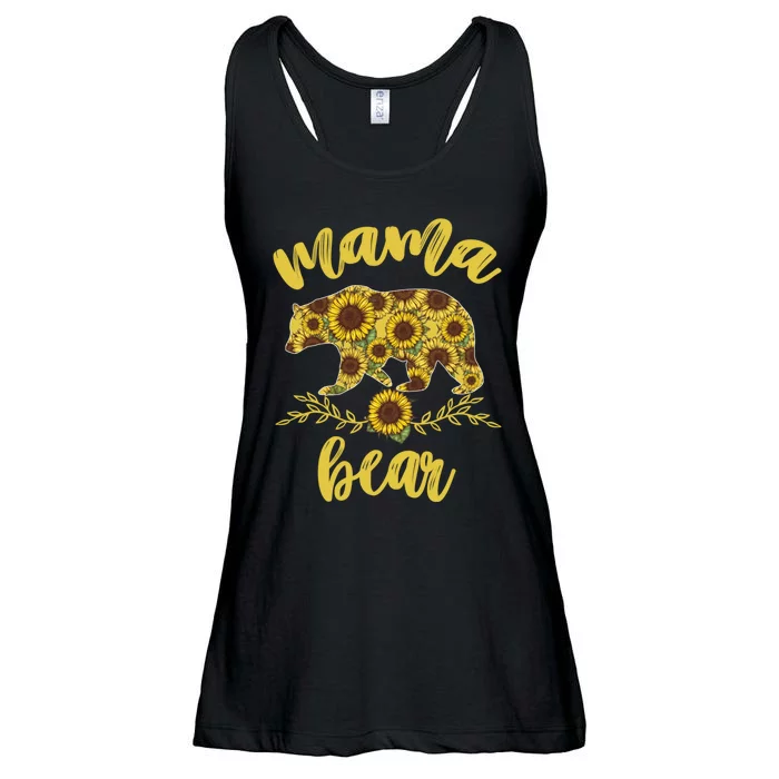 Mama Bear Sunflower Funny Mothers Day Gifts For Woman Mom Ladies Essential Flowy Tank