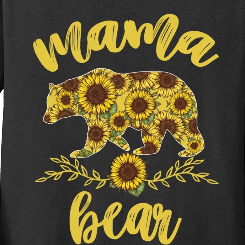 Mama Bear Sunflower Funny Mothers Day Gifts For Woman Mom Kids Long Sleeve Shirt