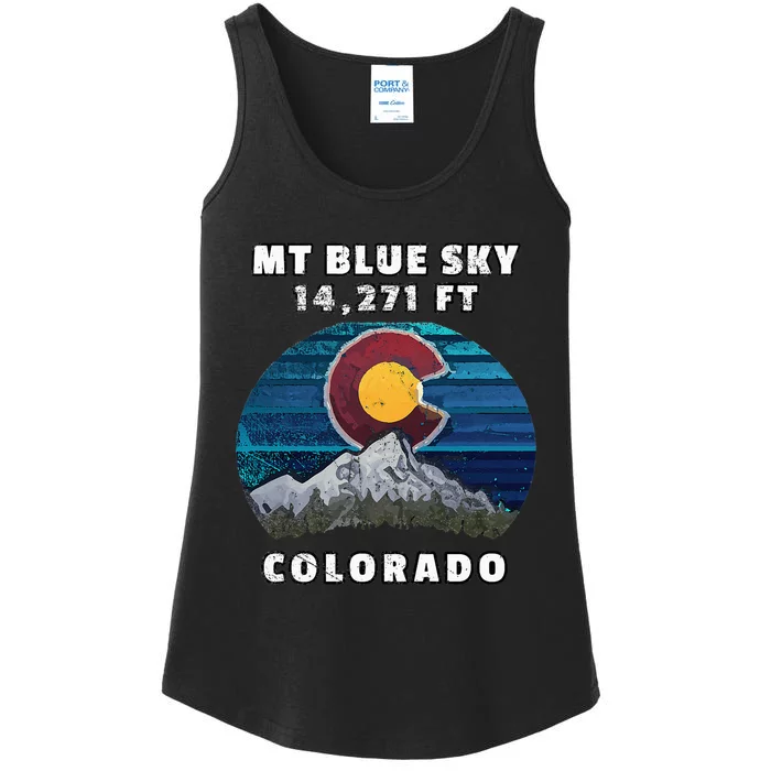 Mt Blue Sky Colorado Flag Mountain Styled Ladies Essential Tank