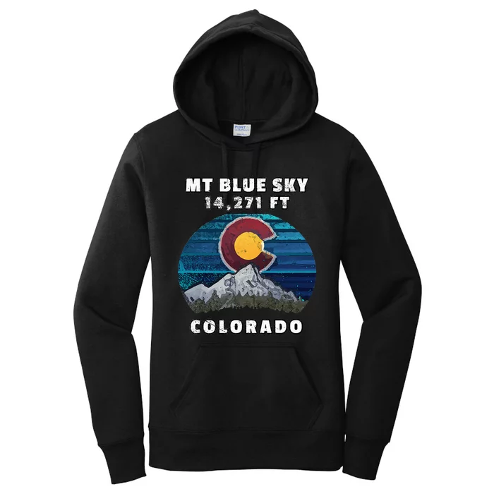 Mt Blue Sky Colorado Flag Mountain Styled Women's Pullover Hoodie