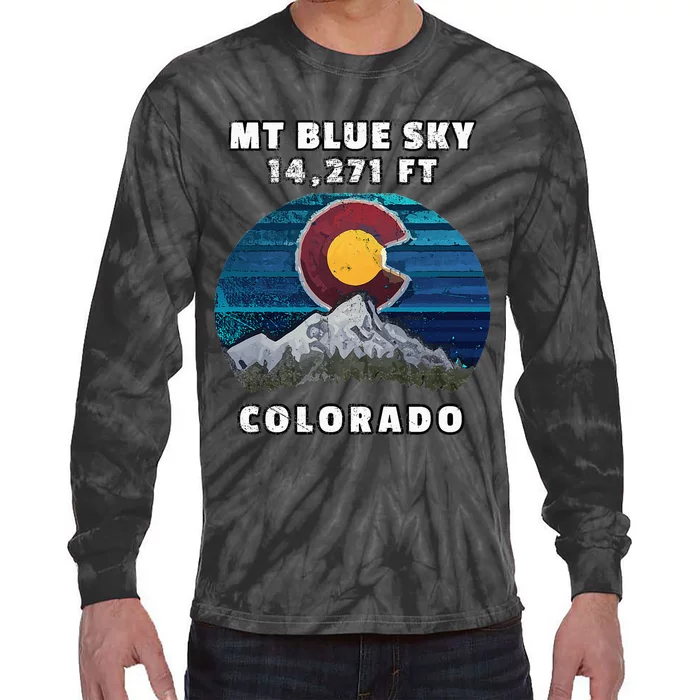 Mt Blue Sky Colorado Flag Mountain Styled Tie-Dye Long Sleeve Shirt