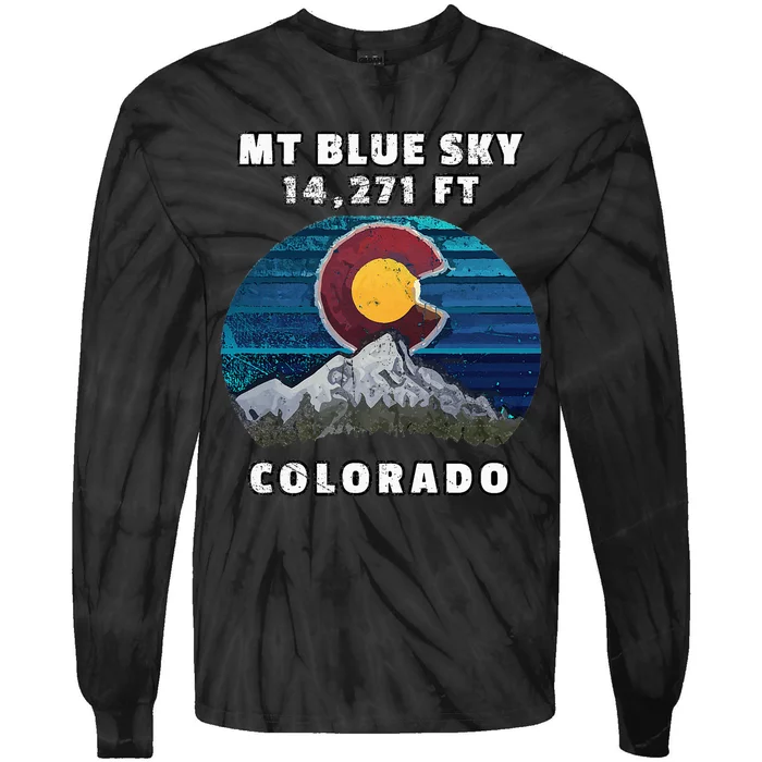 Mt Blue Sky Colorado Flag Mountain Styled Tie-Dye Long Sleeve Shirt