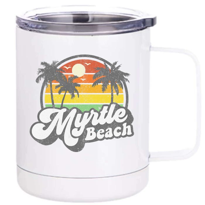 Myrtle Beach South Carolina Retro 70s Vintage Vacation Gift Front & Back 12oz Stainless Steel Tumbler Cup