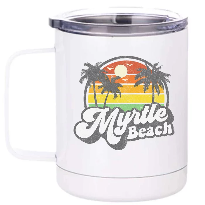 Myrtle Beach South Carolina Retro 70s Vintage Vacation Gift Front & Back 12oz Stainless Steel Tumbler Cup