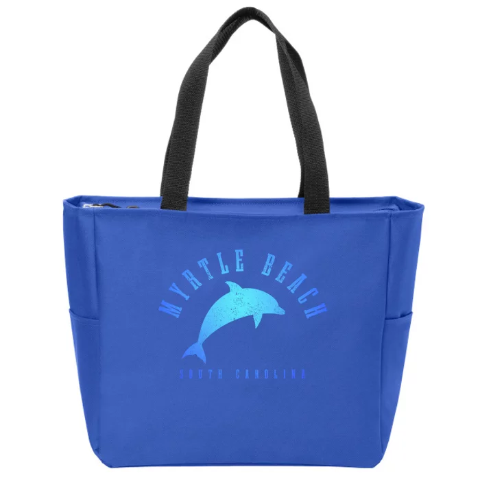 Myrtle Beach South Carolina Vintage Dolphin Vacation Gift Zip Tote Bag