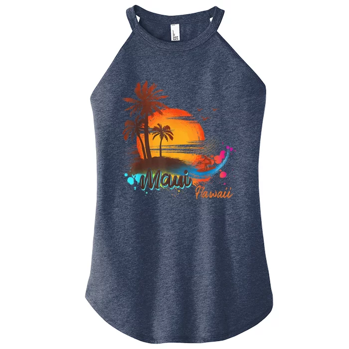 Maui-Hawaii Beach Summer Palm Trees Sunset Women’s Perfect Tri Rocker Tank