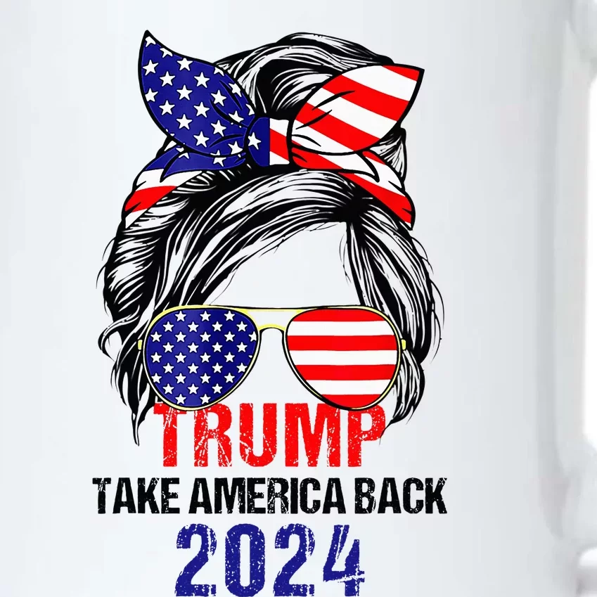 Messy Bun Support Trump 2024 Flag Take America Back Black Color Changing Mug