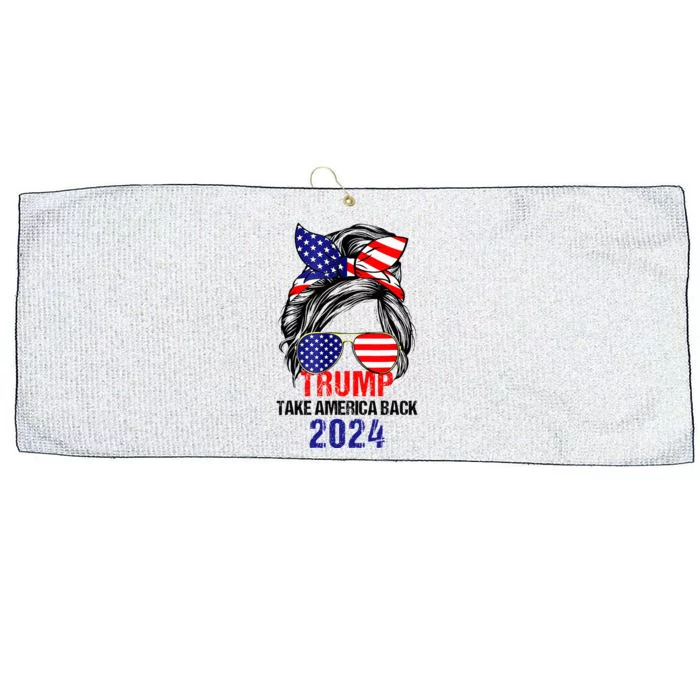 Messy Bun Support Trump 2024 Flag Take America Back Large Microfiber Waffle Golf Towel