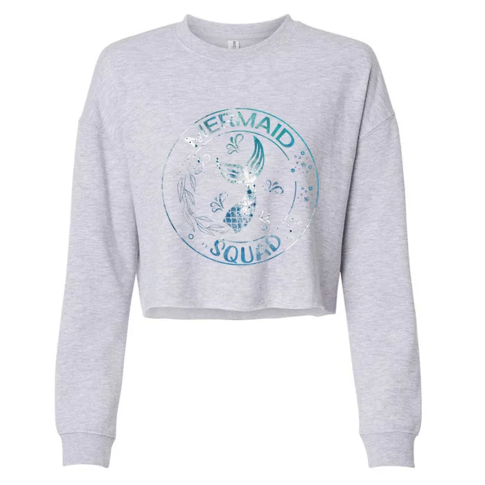 Mermaid Birthday Squad Party Matching Family Mermaid Lovers Cropped Pullover Crew