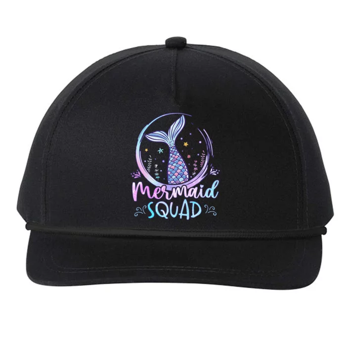 Mermaid Birthday Squad Party Girl Women Mermaid Snapback Five-Panel Rope Hat