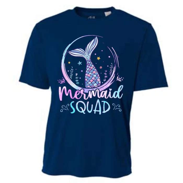 Mermaid Birthday Squad Party Girl Women Mermaid Cooling Performance Crew T-Shirt